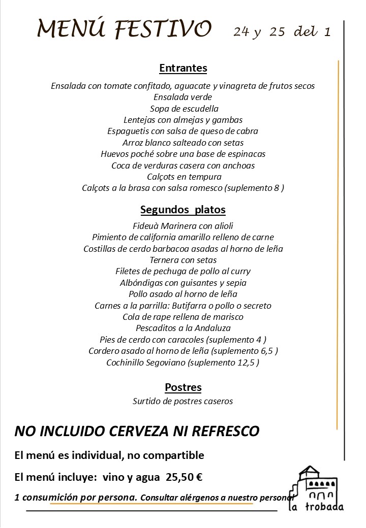 MENÚ FESTIVO CASTELLANO