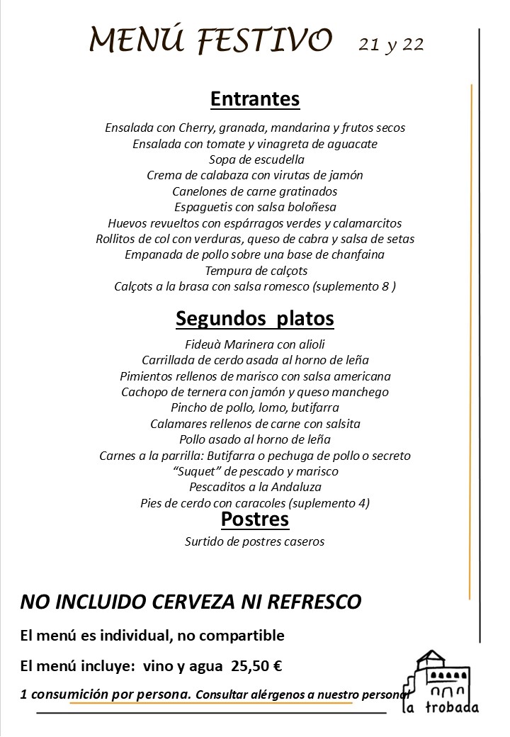 MENÚ FESTIVO CASTELLANO