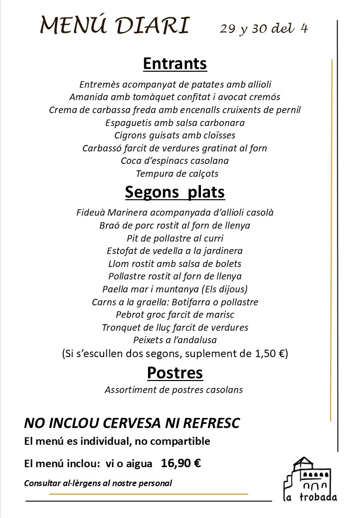 MENÚ DEL DÍA CATALAN