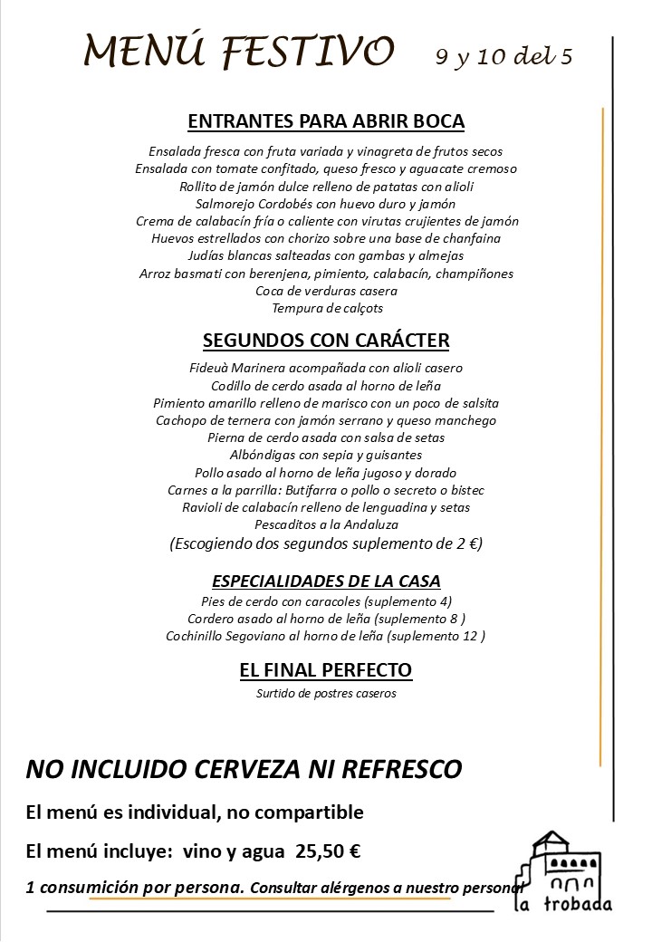 MENÚ FESTIVO CASTELLANO