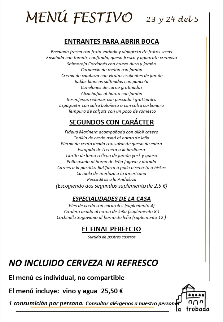 MENÚ FESTIVO CASTELLANO