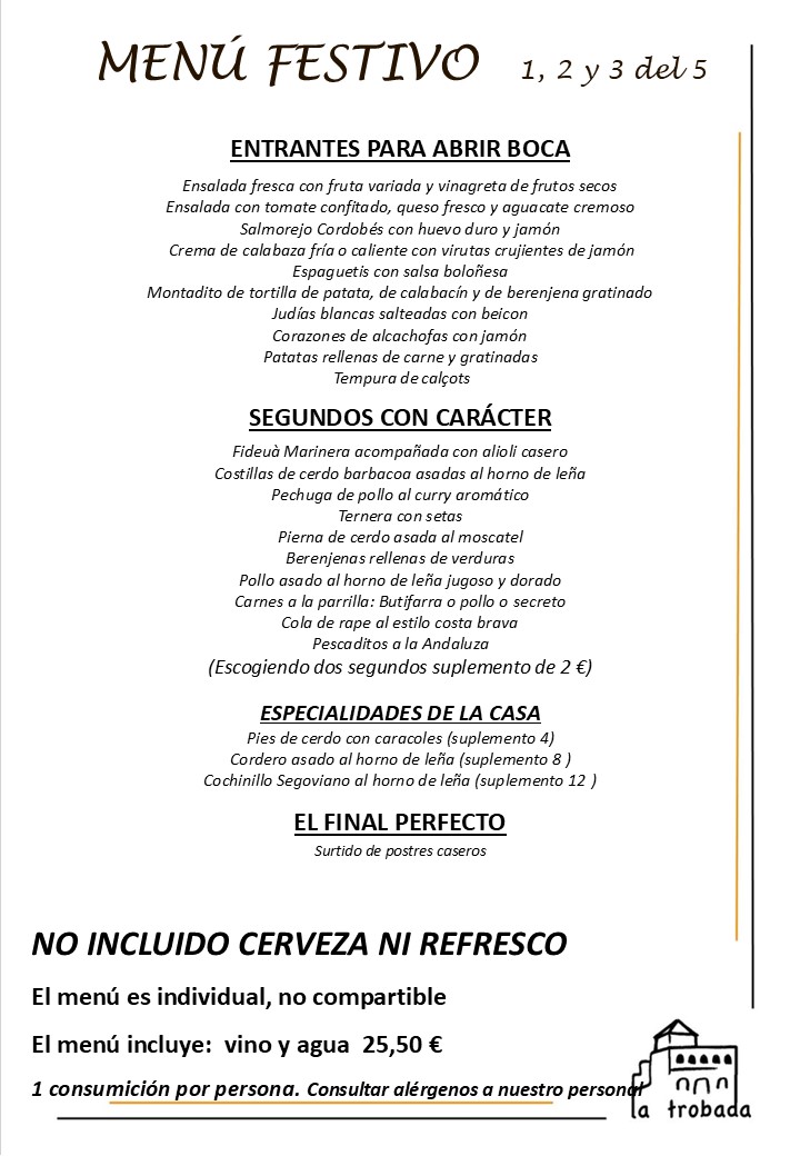 MENÚ FESTIVO CASTELLANO