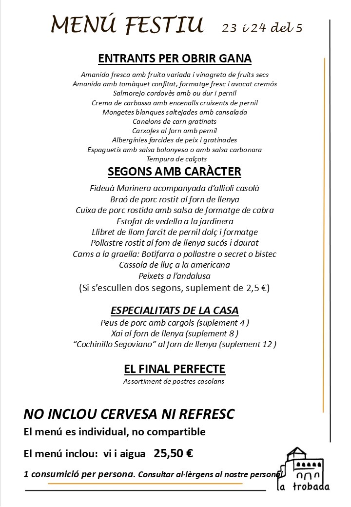 MENÚ FESTIVO CATALAN