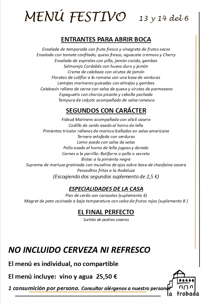 MENÚ FESTIVO CASTELLANO