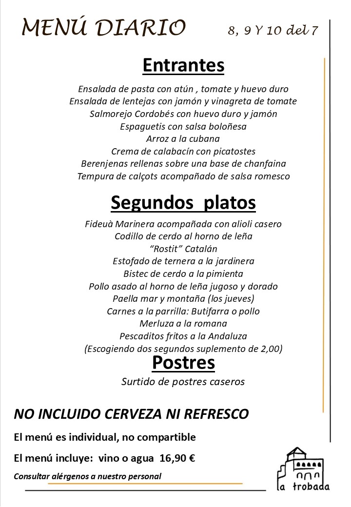 MENÚ DEL DÍA CASTELLANO