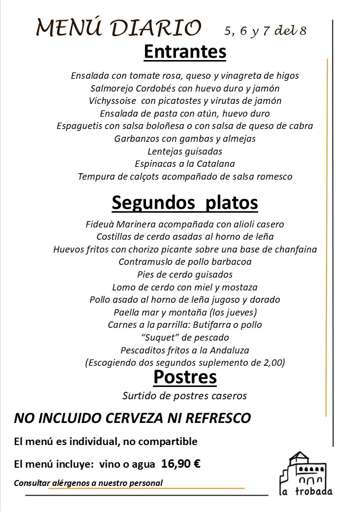MENÚ DEL DÍA CASTELLANO