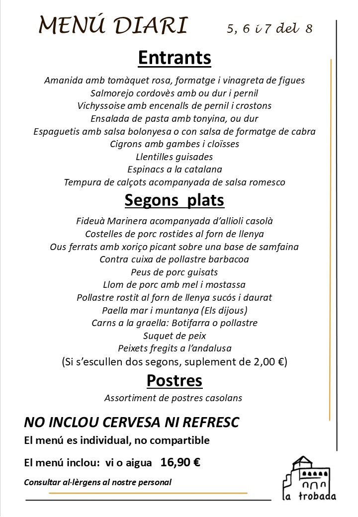 MENÚ DEL DÍA CATALAN