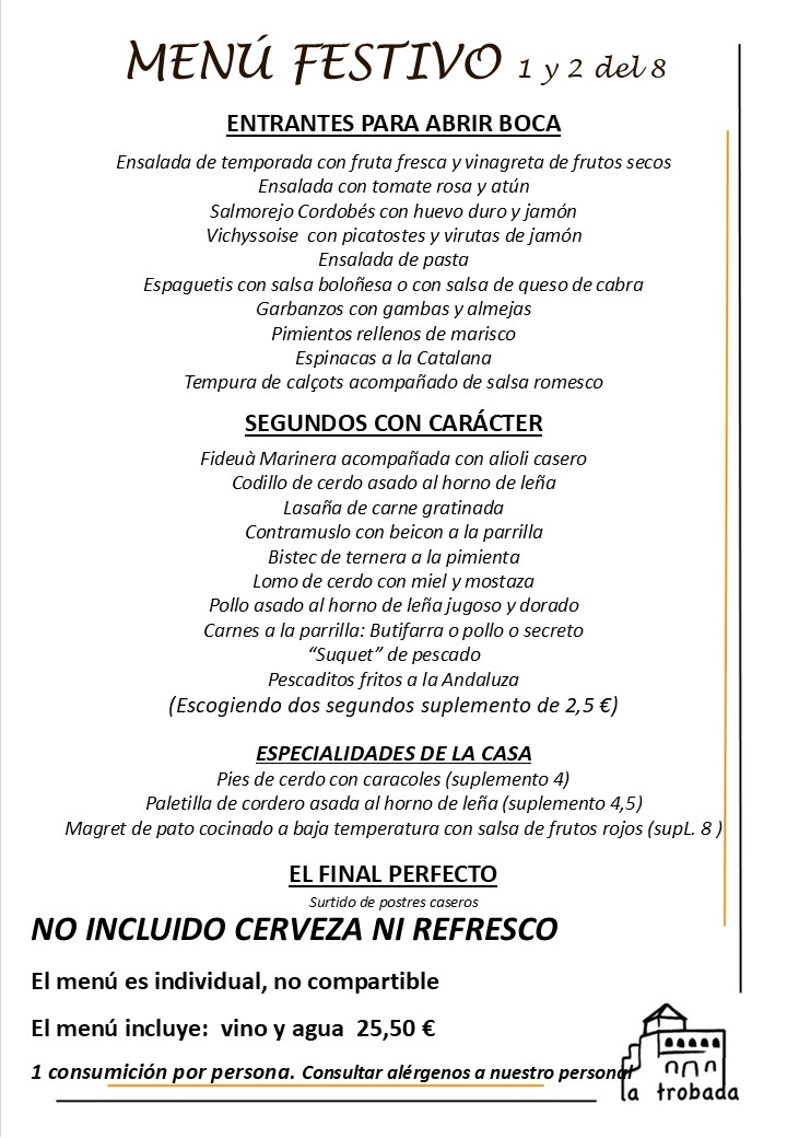 MENÚ FESTIVO CASTELLANO