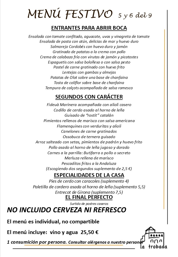 MENÚ FESTIVO CASTELLANO