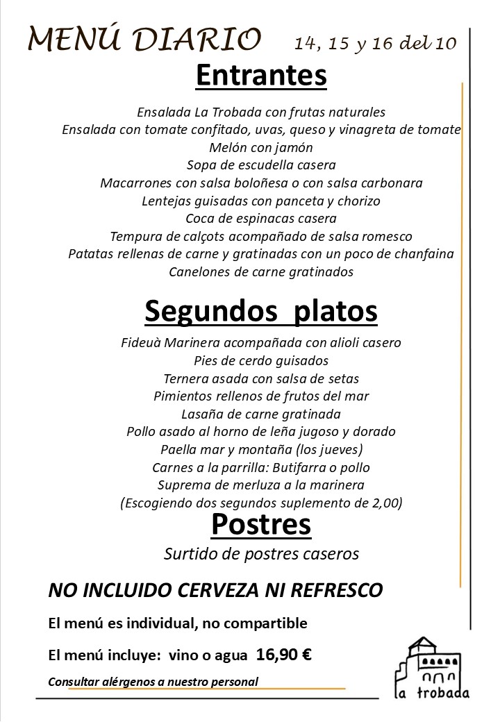 MENÚ DEL DÍA CASTELLANO